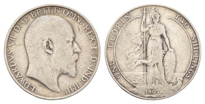 Великобритания 2 шиллинга (флорин) 1907 Эдуард VII (1901-1910) KM 801, Spink 3981 серебро 413-2144
