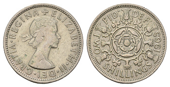 Великобритания 2 шиллинга (флорин) 1965 Елизавета II (1952-2022) KM 906, Spink 4146 медно-никель 4183-536
