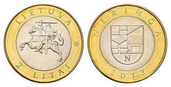Литва 2 лита 2012 Курорты Литвы - Неринга KM 185.1 биметалл UNC 4695-444
