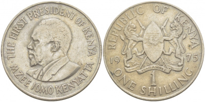Кения 1 шиллинг 1975 Джомо Кениата KM 14 медно-никель 4402-512