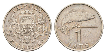 Латвия 1 лат 1992  KM 12 медно-никель    4688-722