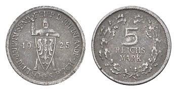 Германия игровой жетон в 5 рейхсмарок 1925 диаметр 16 мм, вес 0,9 гр железо 4705-416
