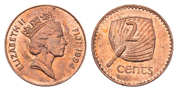 Фиджи 2 цента 1994 KM 50a цинк плакированный медью UNC 4697-714