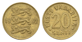 Эстония 20 сентов 1992 KM 23 латунь 4689-666