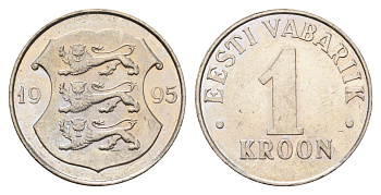 Эстония 1 крона 1995 KM 28 медно-никель aUNC 4688-623