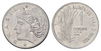 Бразилия 1 сентаво 1975 ФАО - Сахарный тростник KM 585 нержавеющая сталь UNC 4164-241