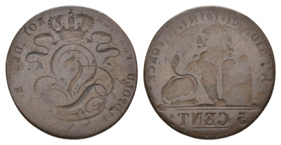 Бельгия инкузный брак - 5 сантимов 1833-1859 KM 5 медь 1525-1414
