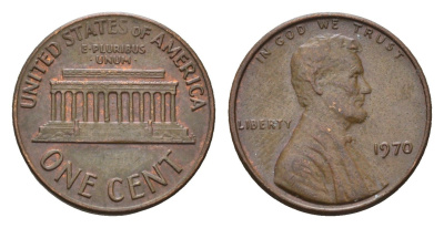 США 1 цент 1970 Авраам Линкольн KM 201 медь цинк 4684-925