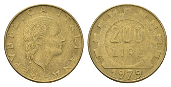 Италия 200 лир 1979 R, шестерня KM 105 алюминиевая бронза 4646-116