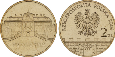 Польша 2 злотых 2006 MW, серия польские города, Пщина (Pszczyna) KM 549 нордик UNC 4676-356