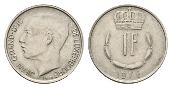 Люксембург 1 франк 1978 Герцог Жан (1964-1999) KM 55 медно-никель 4641-935