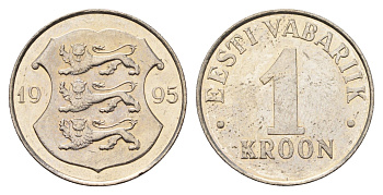 Эстония 1 крона 1995 KM 28 медно-никель aUNC 4688-626