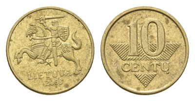 Литва 10 центов (сентов) 2008 KM 106 никель латунь 4689-1128