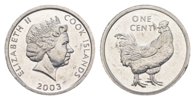 Острова Кука 1 цент 2003 Петух KM 422 алюминий UNC 4652-945