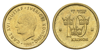 Швеция 10 крон 2005 Карл XVI Густав (1973-) KM 895 нордик 4642-811