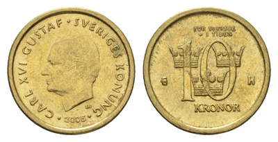 Швеция 10 крон 2005 Карл XVI Густав (1973-) KM 895 нордик 4642-811