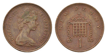 Великобритания 1 пенни 1971 Елизавета II (1952-2022) KM 915, Spink 4237 (B1) бронза 4684-1021