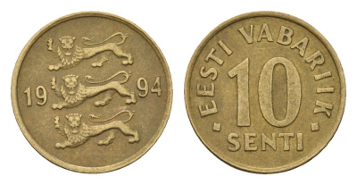 Эстония 10 сентов 1994 KM 22 латунь 4696-141