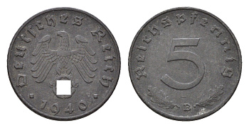 Германия 5 рейхспфеннигов 1940 E KM 100, J. 370 цинк 4684-232