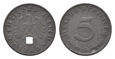 Германия 5 рейхспфеннигов 1940 E KM 100, J. 370 цинк 4684-232