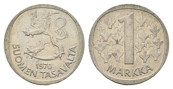 Финляндия 1 марка 1970 KM 49a медно-никель 4637-141