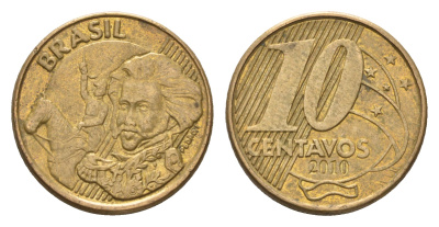 Бразилия 10 сентаво 2010  KM 649 сталь плакированная латунью 4689-111