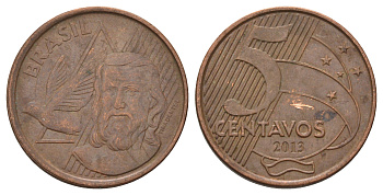 Бразилия 5 сентаво 2013 KM 648 сталь плакированная медью 4539-244