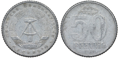 ГДР 50 пфеннигов 1958 А KM 12.1 алюминий 4122-443