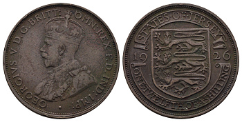 Джерси 1/12 шиллинга 1926 Георг V (1910-1936) KM 14 бронза 4512-344