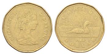 Канада 1 доллар 1988 Елизавета II (1952-2022), утка KM 157 никель плакированный позолоченной бронзой 4706-714