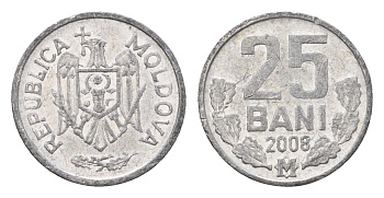 Молдавия (Молдова) 25 бань (бани) 2008 KM 3 алюминий 4694-1069