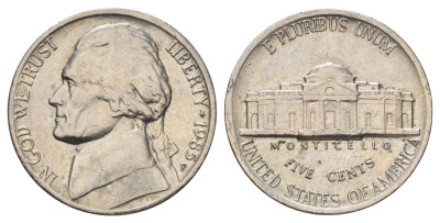 США 5 центов 1989 P, Джефферсон KM A192 медно-никель 4671-1111