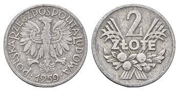 Польша 2 злотых 1959 Y 46 алюминий 4637-1151