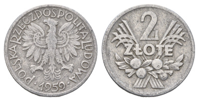 Польша 2 злотых 1959 Y 46 алюминий 4637-1151