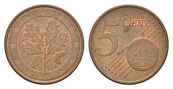 Германия 5 евроцентов 2004 A KM 209 сталь плакированная медью 4685-1115