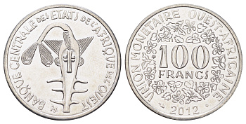 Западная Африка (ВСЕАО) 100 франков 2012 KM 19 сталь плакированная никелем UNC 4699-557