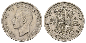 Великобритания 1/2 кроны 1948 Георг VI (1936-1952) KM 866, Spink 4101 медно-никель 4183-724
