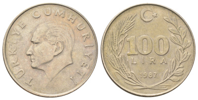 Турция 100 лир 1987 Кемаль Ататюрк KM 967 медь никель цинк 4692-813