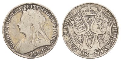 Великобритания 2 шиллинга (флорин) 1896 Виктория (1837-1901) KM 781, Spink 3939 серебро 441-1043