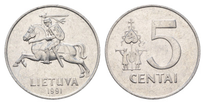 Литва 5 центов (сентов) 1991 год-тип KM 87 алюминий 4688-934