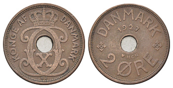 Дания 2 эре 1927 NCH, Кристиан X (1912-1947) KM 827 бронза 4701-628