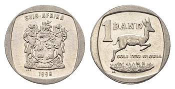 ЮАР 1 ранд 1999 KM 164 медь плакированная никелем 4690-1037