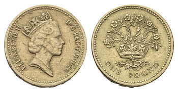 Великобритания 1 фунт 1986 Елизавета II (1952-2022) KM 946, Spink J4 никель латунь 4691-915