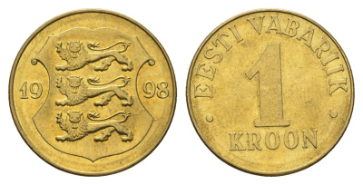 Эстония 1 крона 1998 KM 35 латунь aUNC 4688-642