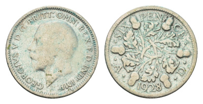 Великобритания 6 пенсов 1928 Георг V (1910-1936) KM 832, Spink 4040 серебро 99-727
