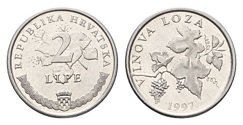 Хорватия 2 липы 1997 нечетный год KM 4 алюминий UNC 4585-953
