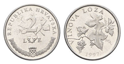 Хорватия 2 липы 1997 нечетный год KM 4 алюминий UNC 4585-953