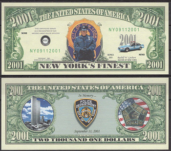 США 2001 доллар 2001 Нью-Йорская полиция бумага UNC (пресс) 7197-19-3