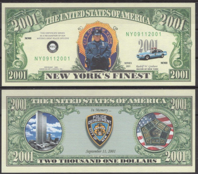 США 2001 доллар 2001 Нью-Йорская полиция бумага UNC (пресс) 7197-19-3