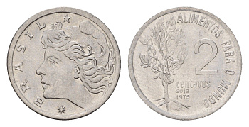 Бразилия 2 сентаво 1975 ФАО - Соя KM 586 нержавеющая сталь UNC 4679-842